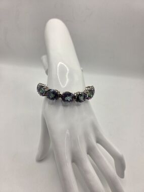 Chuck Clemency Rainbow Faceted Mystic Topaz Bolo Expansion Rhodium Bracelet